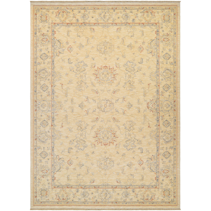 Tapis beige en laine Sitkin, Rectangulaire 5 pi 6 po x 7 pi 8 po