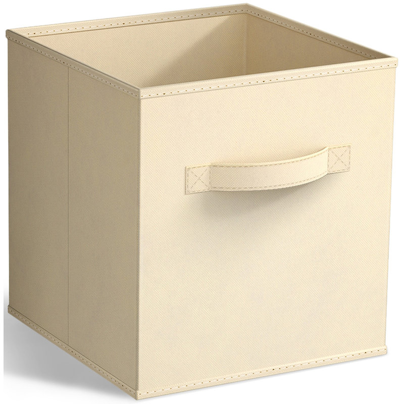 Sorbus 11 Inch Foldable Fabric Storage Cube Bin with Handle - for Organizing Home, Closet, Bedroom, Playroom, and More, Single, Beige