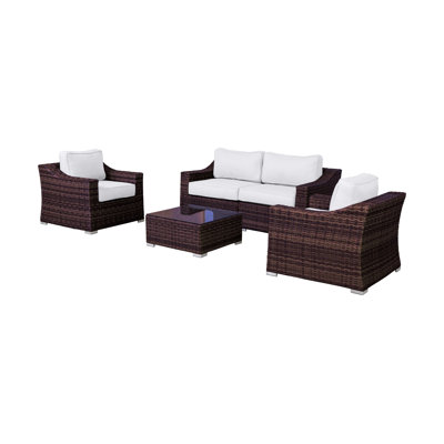 Moyeda Wicker Fully Assembled 4 - Person Seating Group with Cushions | All-Weather Wicker Sectional