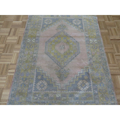 Tapis oriental turc Oushak rose noué à la main 3 pi 10 po x 5 pi 10 po 4109D2651B064C7882E7726F8E62E359