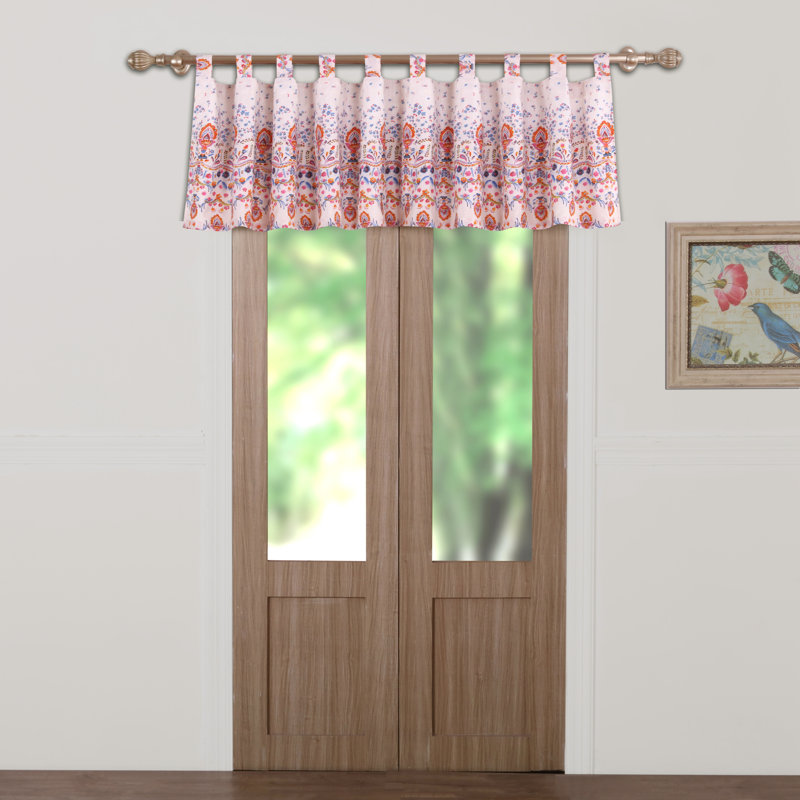 Amber Floral Coral Print 84'' Wide Polyester Window Valance