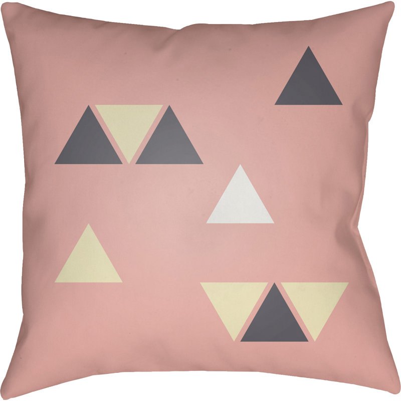 Geometric Outdoor Throw Pillow, 18" H x 18" W x 4" D, Beige