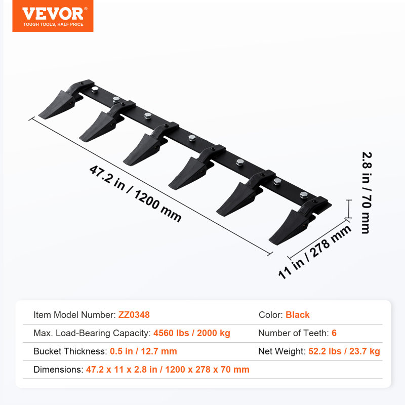 47.2" Bucket Tooth Bar
