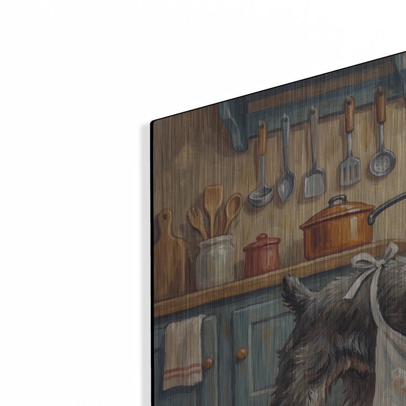  «Schnauzer miniature dans la cuisine» par Rich Monet, art mural en métal, 24 po x 16 po, H 24 po x l 36 po