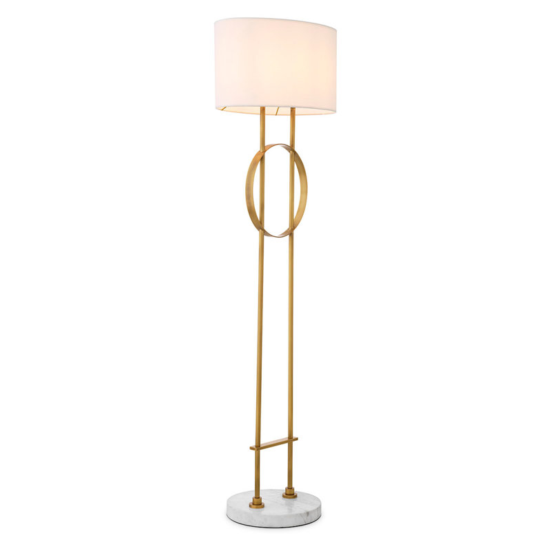 Kaiser 61.81'' Antique Brass/White Traditional Floor Lamp