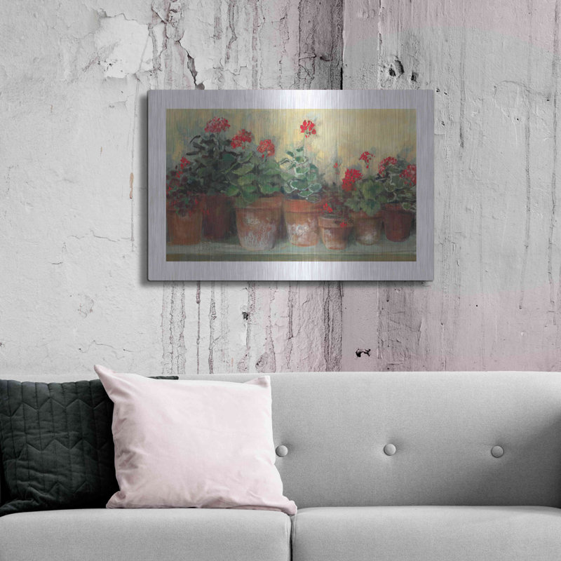 "Kathleens Geraniums" par Carol Rowan, H 24 po x l 36 po