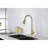 Modern Gold Stainless Steel Kitchen Faucet, Pull Down , 4.2 Lb Package, Sleek Look Steel, Single Handle, 9.89 In Depth Sink-121612987