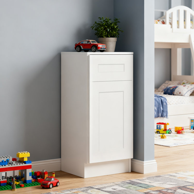 White Shaker Solid Wood Single Door Base Cabinet,for Kitchen, Laundry,and Bathroom Storage Adjustable Shelves Ready to Assemble (12" Wx34.5 Hx24 D)