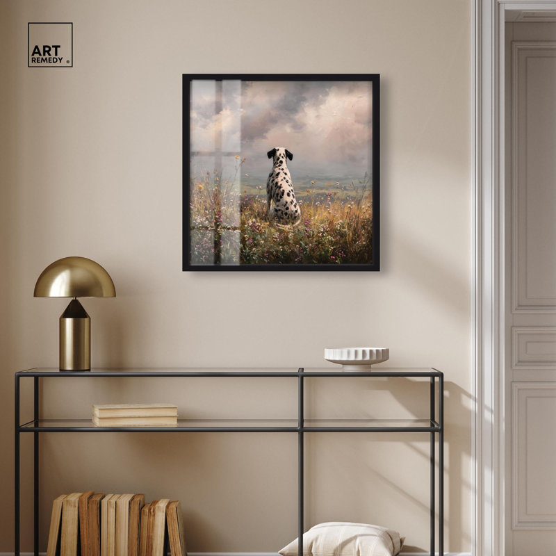 Décoration murale pour animal de compagnie «Meadow Watcher I» par Art Remedy, cadre noir, 25 x 25, H 25 po x l 25 po
