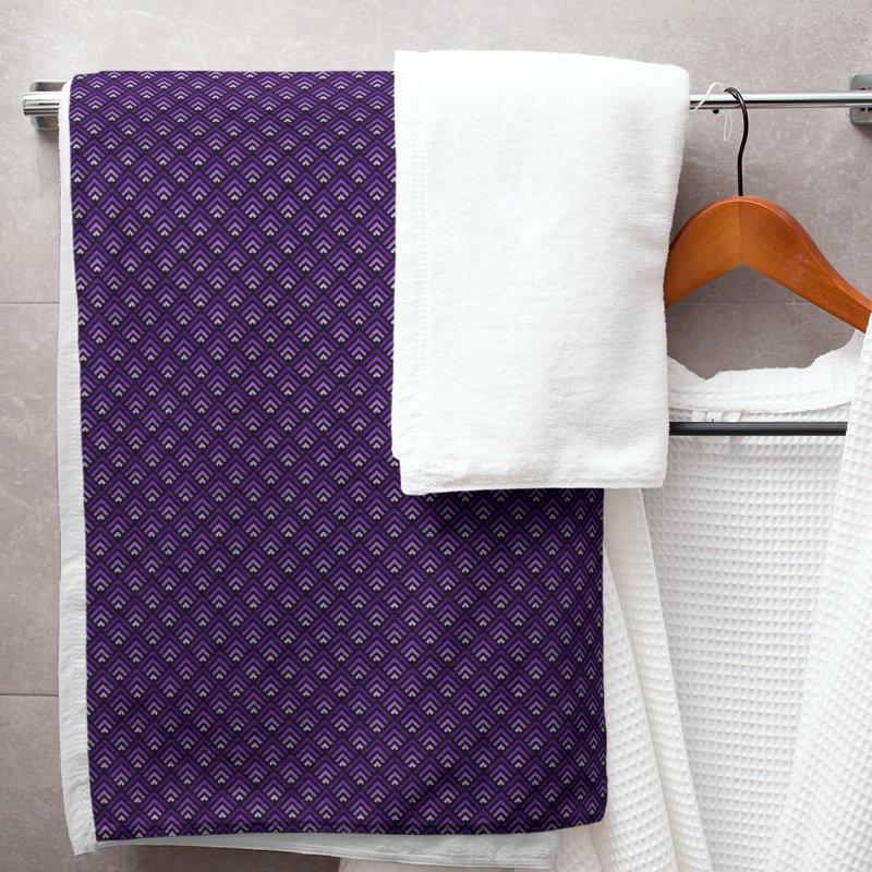 Serviette de bain géométrique katelyn elizabeth, Noir / mauve / blanc