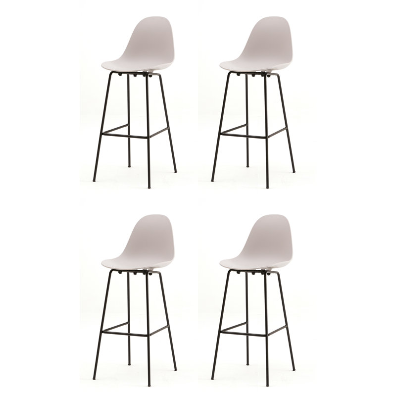 Tabouret de bar et de comptoir TA, Noir, Tabouret de comptoir (siège d'une hauteur de 25,6, Gris froid