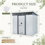Rangement extérieur en métal 8 pi x 6 pi avec portes coulissantes verrouillables et plaque transparente pour le jardin, la pelouse (blanc et noir)