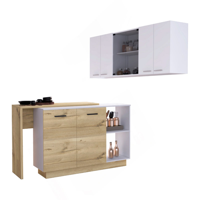 Ensemble de cuisine polyvalent en chêne clair 2 pièces pour une cuisson et un rangement efficaces