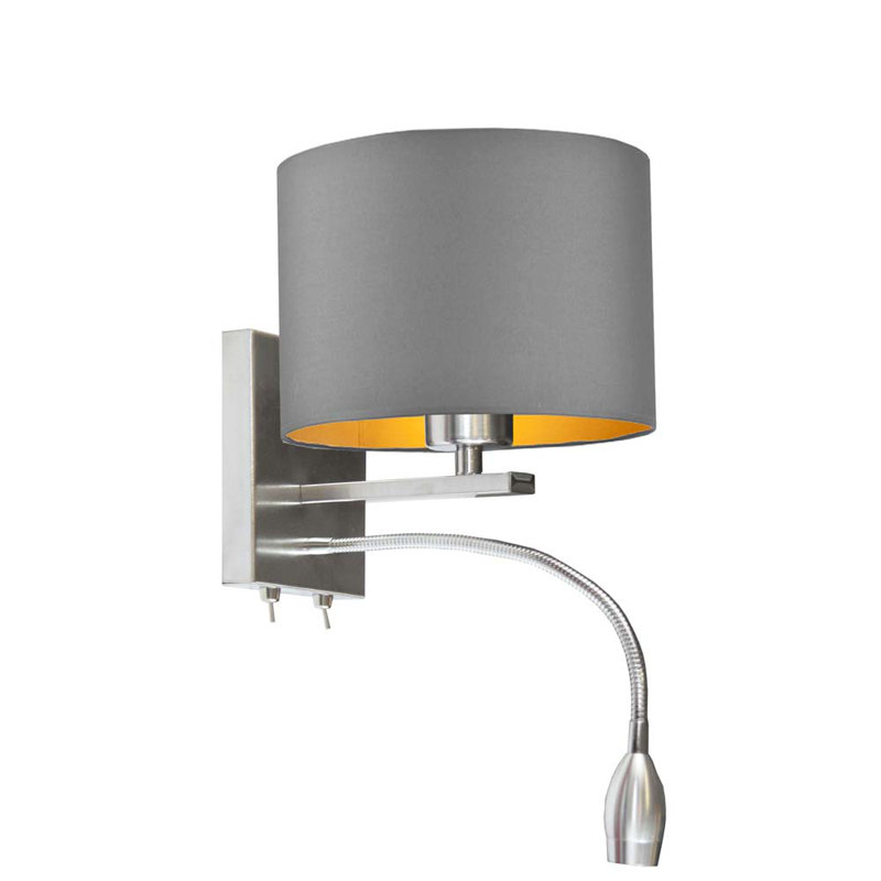 Schermerhorn LED Armed Sconce, Light Grey, Silver