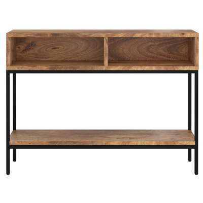 Console Larry en bois naturel brûlé et noir