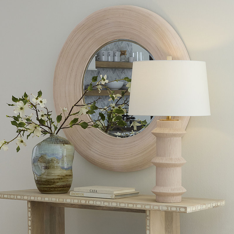 Paddock Round Bamboo / Rattan Mirror, Cream