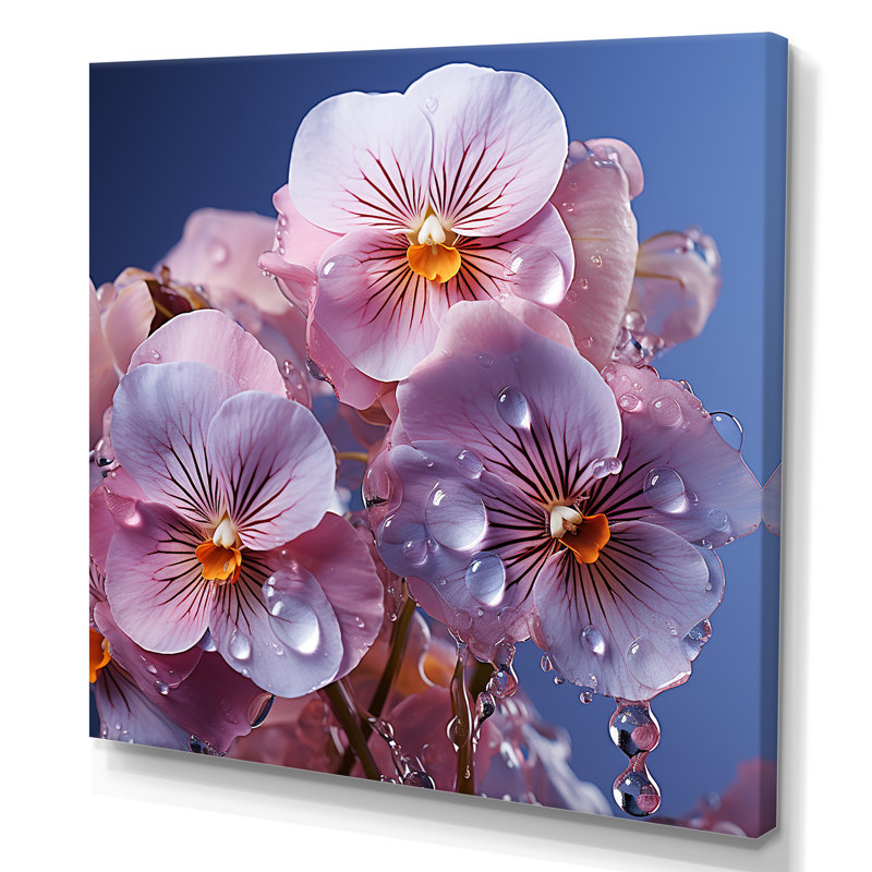Pensées transparentes magiques roses sur toile, Toile tendue, H 30 po x l 30 po