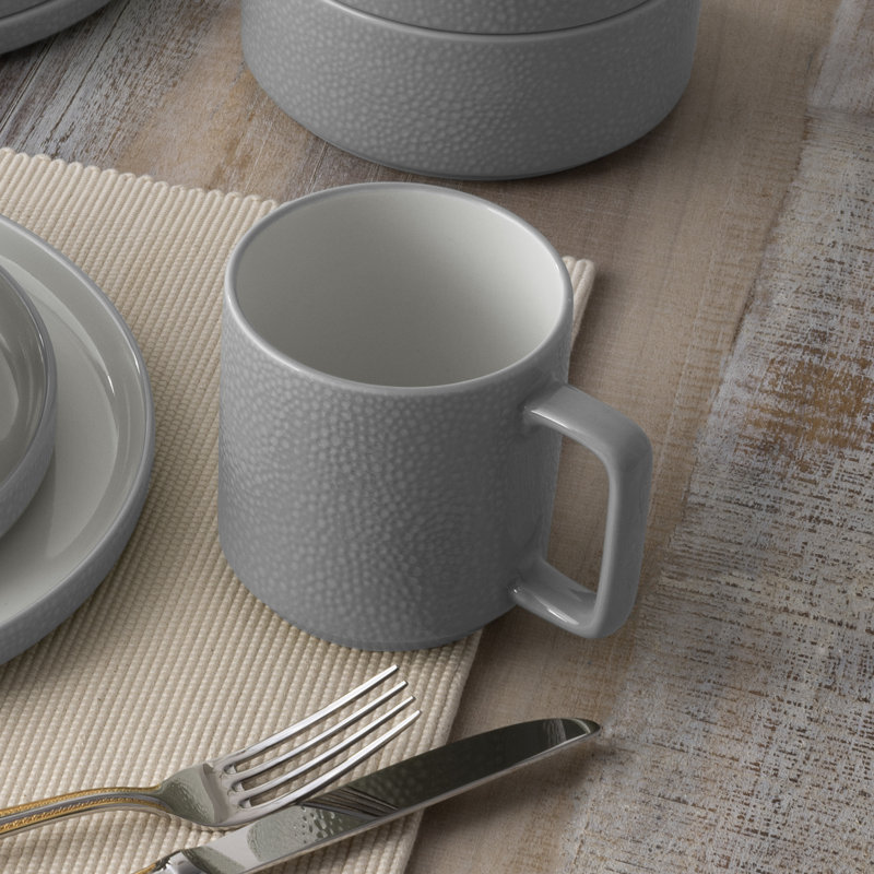 Noritake Colortex Stone Stax Mugs, 16 Oz., Gray, Set of 4