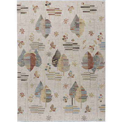 Hand-Knotted High-Quality Ivory Area Rug