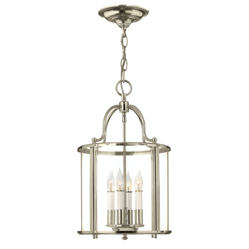Lustre tambour 4 lumières Tide, Nickel poli