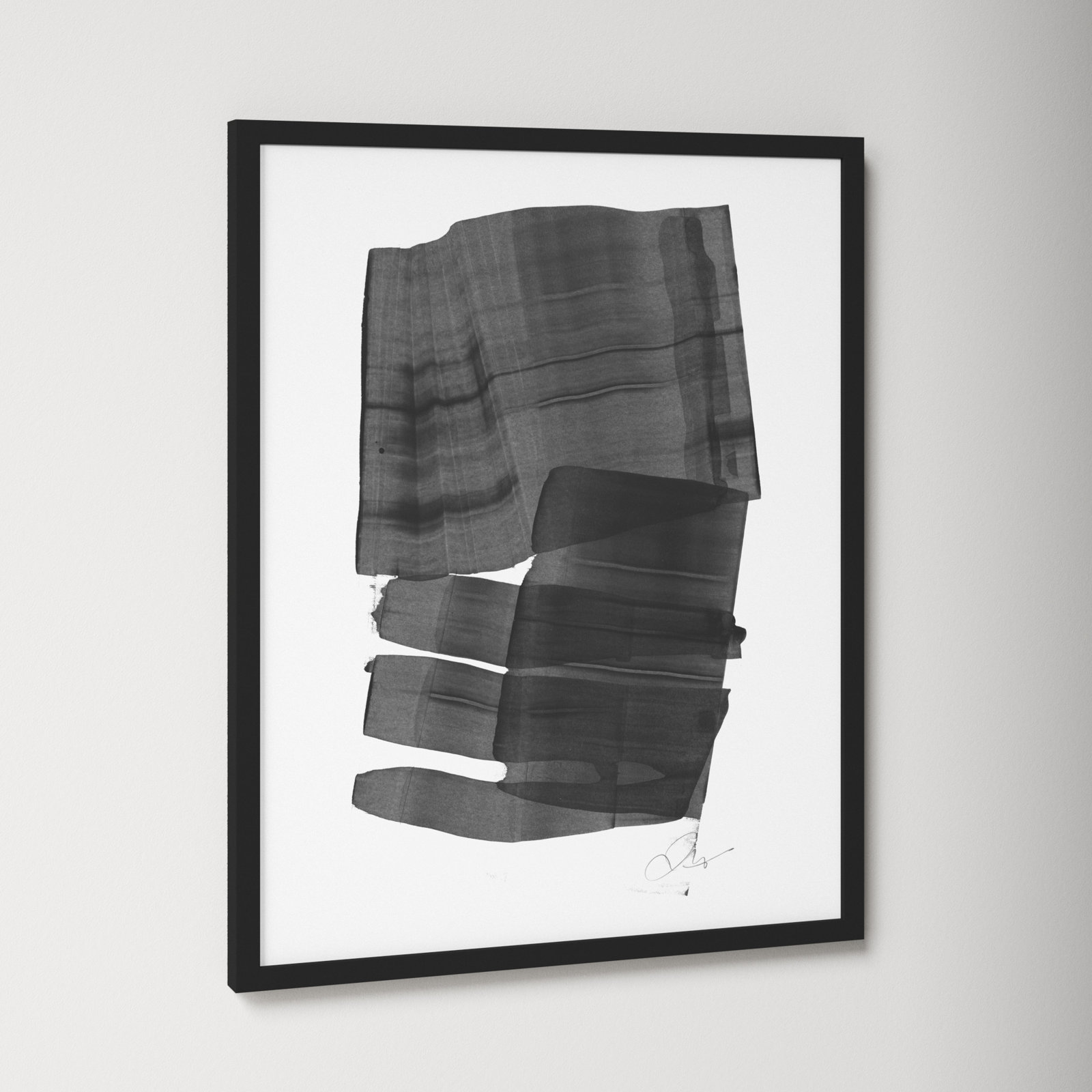 Brushstroke 5 by Jacques Pilon, 30" H x 24" W x 1.25" D, Black