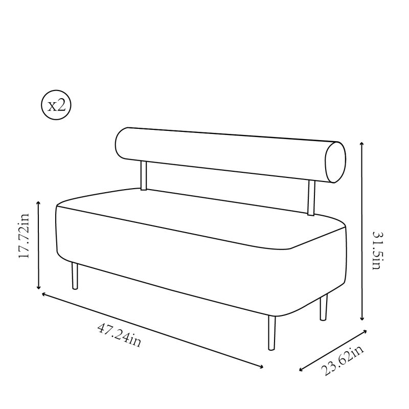 Banc rembourré en simili cuir Ronessa, Orange