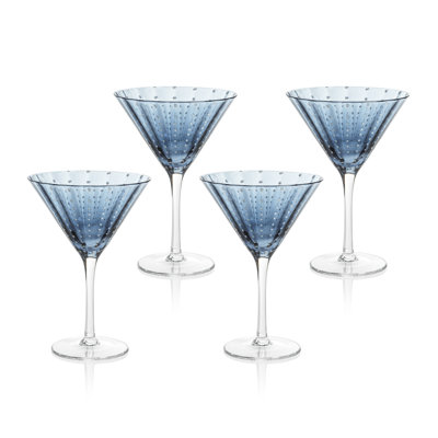 Pescara White Dot Martini Glasses, Set of 4