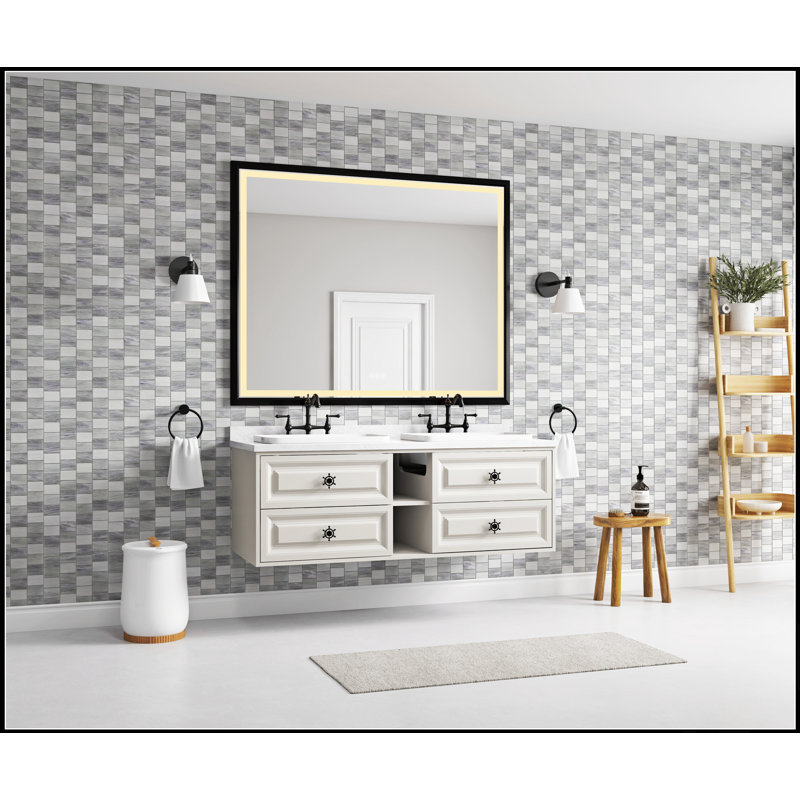 LED Lighted Bathroom Wall Mounted Mirror With High Lumen And Anti-Fog Control, Perfect For Makeup And Shaving