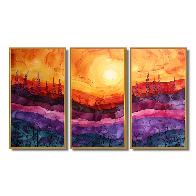 Charpentier - ensemble d'art mural arc-en-ciel, H 28 po x l 12 po x P 1 po, Toile avec cadre flottant or