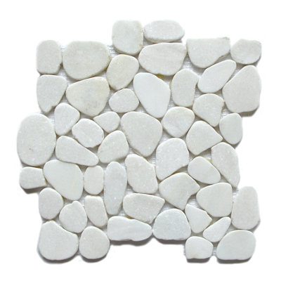 White-Crystal Jade Pebble Mosaic 12" x 12"