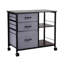Classeur mobile avec 3 tiroirs en tissu et 2 tablettes ouvertes - Organisez des fournitures de bureau à structure stable et brune avec un espace de rangement spacieux pour la construction