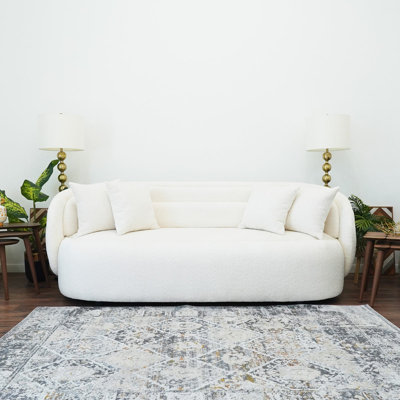 Emmy Mid-Century Modern Curvy Boucle Couch by Latitude Run