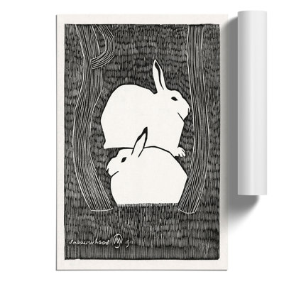 Two Snow Hares by Samuel de Mesquita - Frameless Print