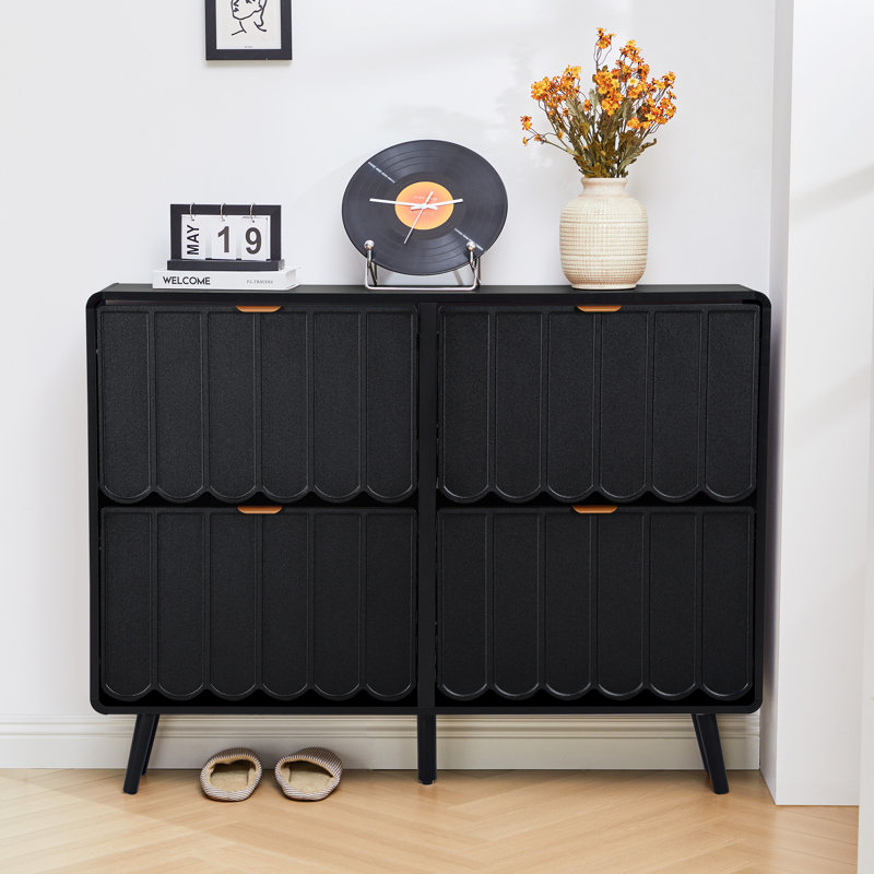 16 Pair Shoe Storage Cabinet, Black