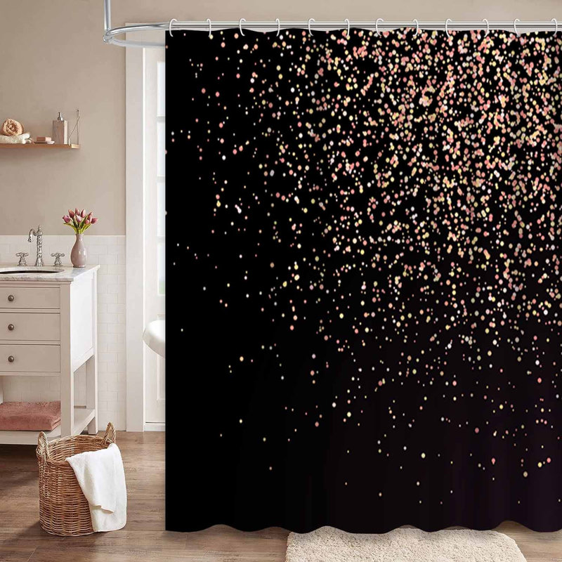 Rideau de douche abstrait à coins arrondis avec 12 crochets, L 72 po x l 72 po