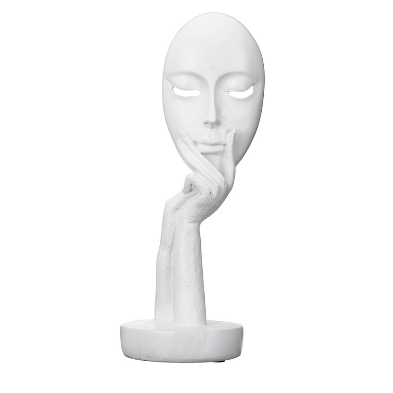 Adsett Face Sculpture, White, 29cm H x 10cm W x 10cm D