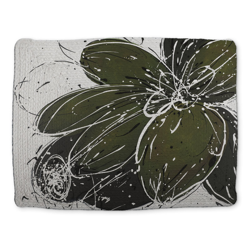 Green Flower Botanical Braided Polyester Placemat | Home Decor