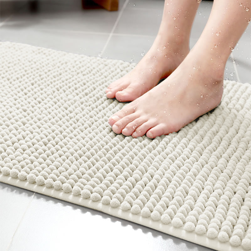 Aspire Homeware Ultra-Soft Chenille Bathroom Rug Mat with Non-Slip Backing, White, Reactangle (50cm W x 80cm L)
