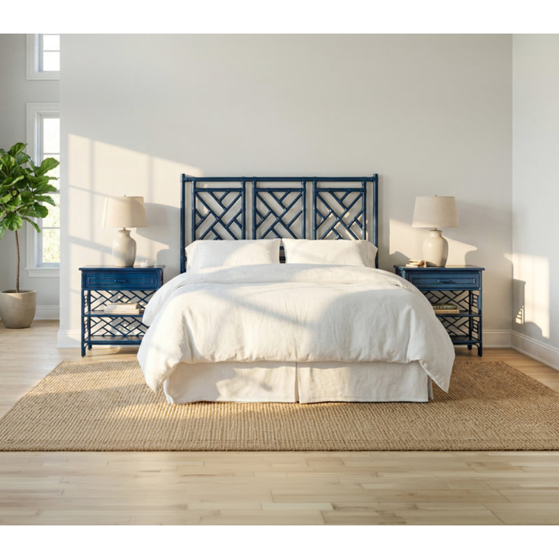 Chippendale Headboard, King, Navy Blue