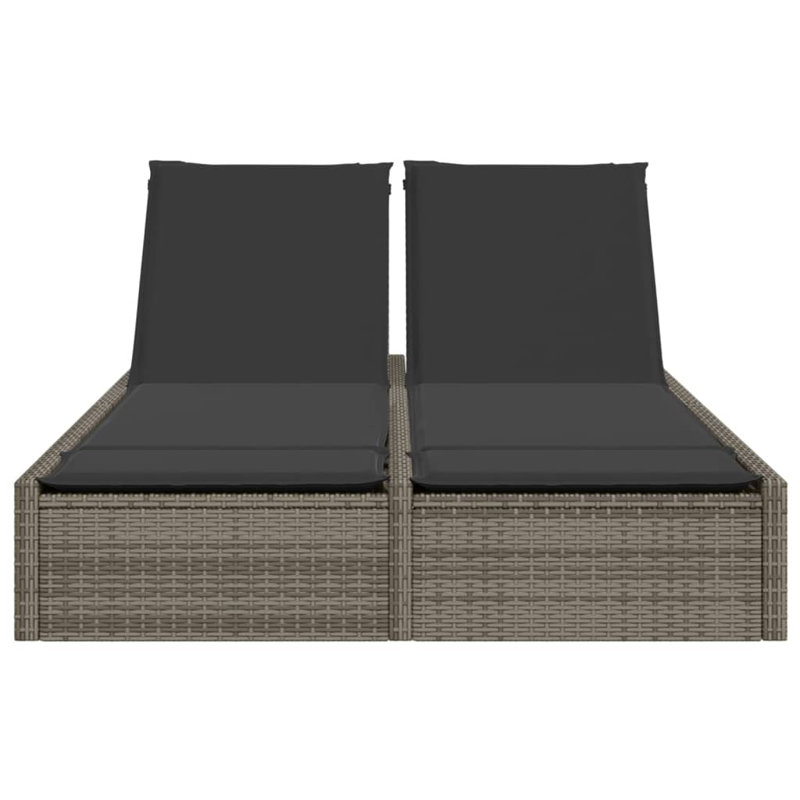 Patio Double Sun Lounger, Gray, Black