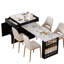 Îlot de cuisine 82,7 po avec table extensible pour 4 à 6 personnes, plateau en faux marbre, tiroirs et tablettes de rangement, prise de courant intégrée, noir-1940935393