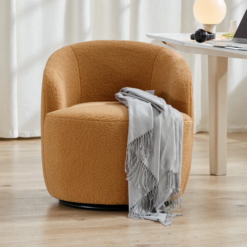 Fauteuil demi-tonneau avec fauteuil Teddy, Laine kaki