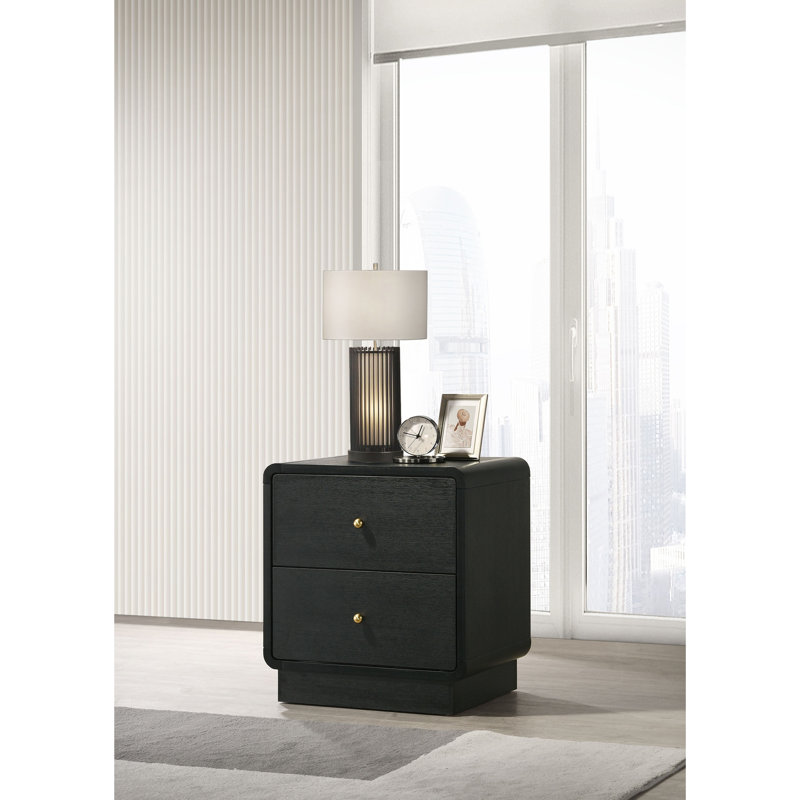 Burton Black 2-drawer Nightstand