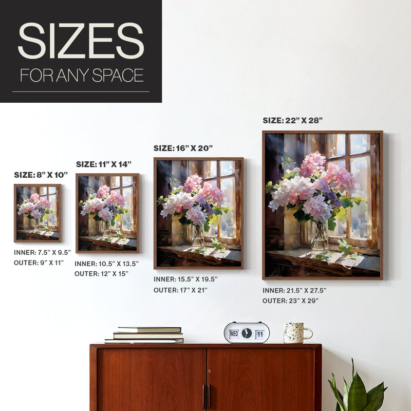 Reproduction encadrée FLORAL Series DCCLxxxiv - bois massif, Noyer, H 21 po x l 17 po