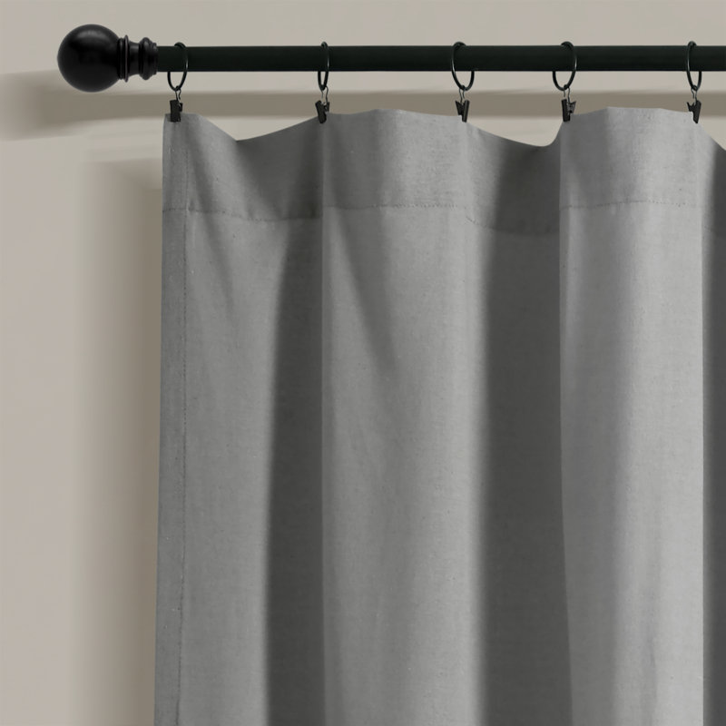 Ruya Cotton Blend Semi Sheer Curtain Single Panel, Dark Gray
