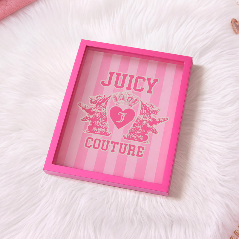 Tableau en boîte d'ombre Juicy Couture, 12 po x 16 po, Scotty Heart Crown - rose