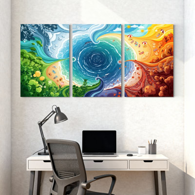 «Nautical & Beach Vibrant Ocean Waves Beach», ensemble de 3 impressions sur toile