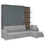 Grand lit escamotable avec canapé et tablettes de rangement, lit escamotable mural peu encombrant, gris-1782790267