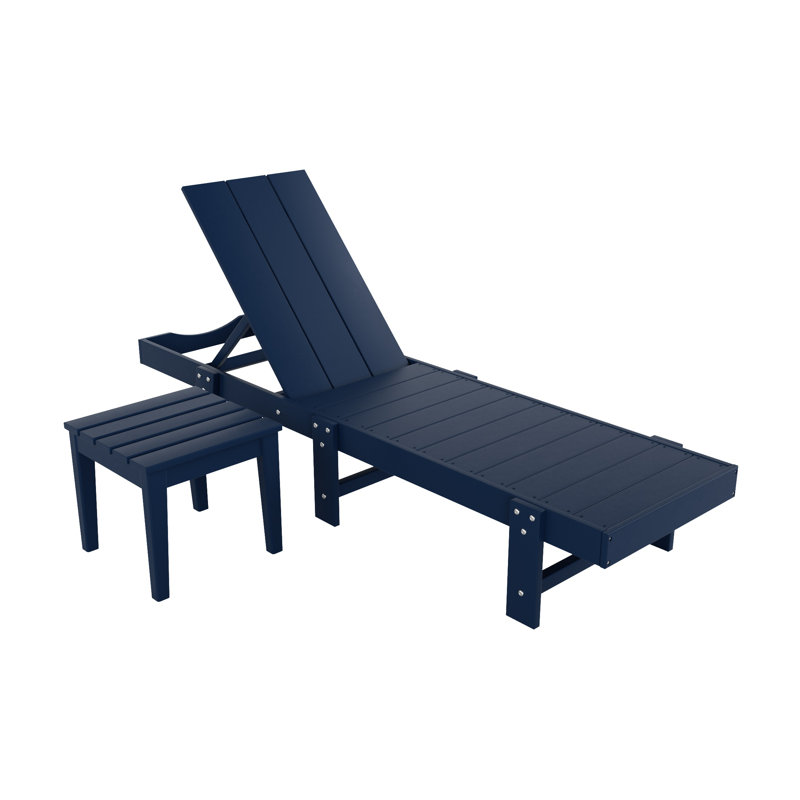 Chaise longue inclinable 77,6 po en poly, Bleu marine
