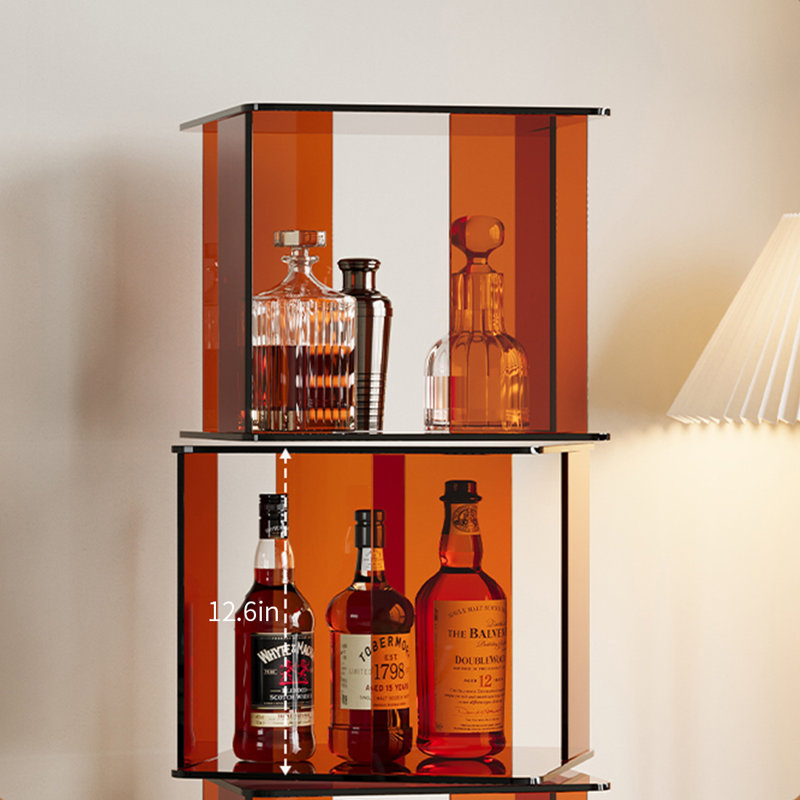 Acrylic Semi-Transparent Rotating Bookshelf, Amber Brown
